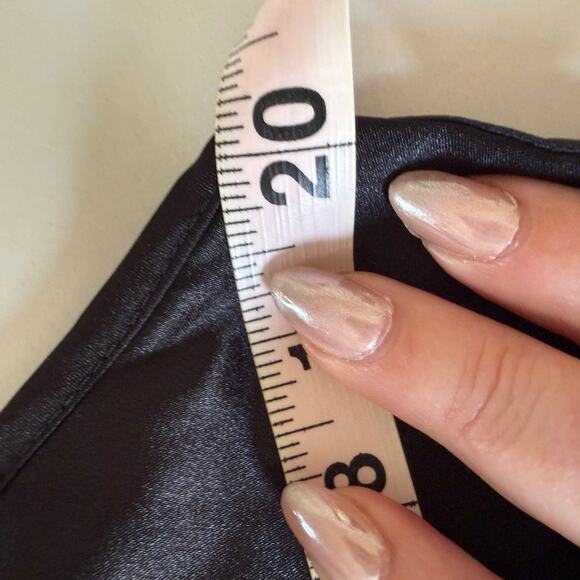 SINCERELY JULES Black Satin bias cut Maxi Dress white lace trim V Neck XL - Picture 9 of 10